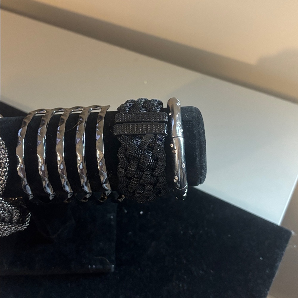 Six Black/Silver Bold Statement Bracelets. - image 3